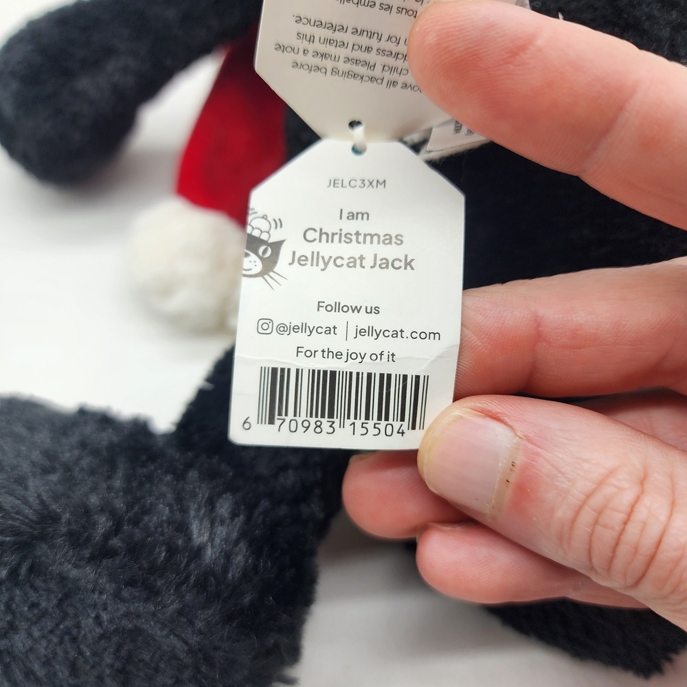 Jellycat Christmas Jellycat Jack Medium 12.6" Black Cat Santa Plush NWT - Picture 5 of 5